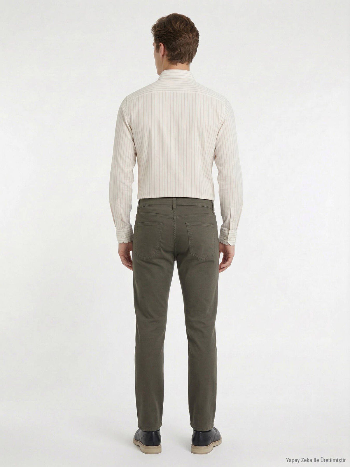 Khaki Velours Casual Baumwollhose