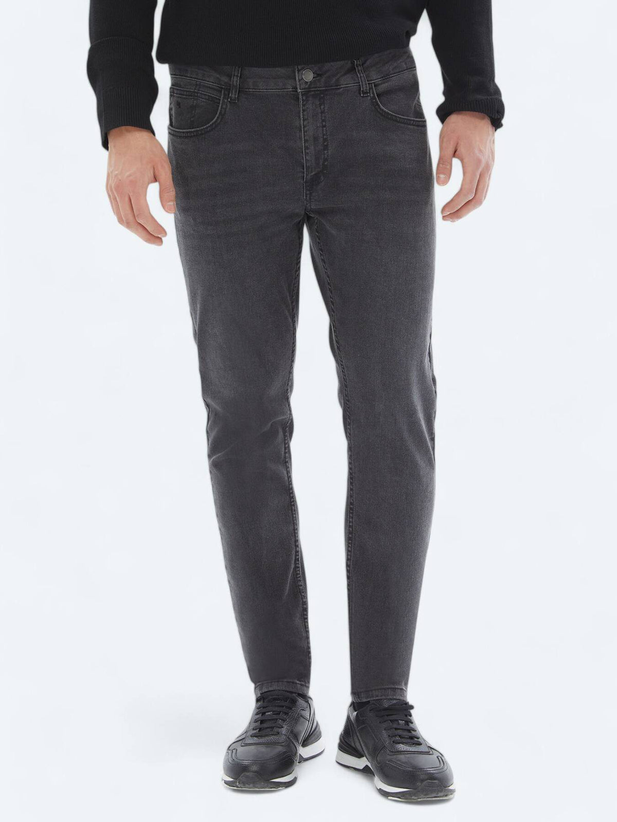 Dunkelgraue Super Slim Fit Denim-Hose