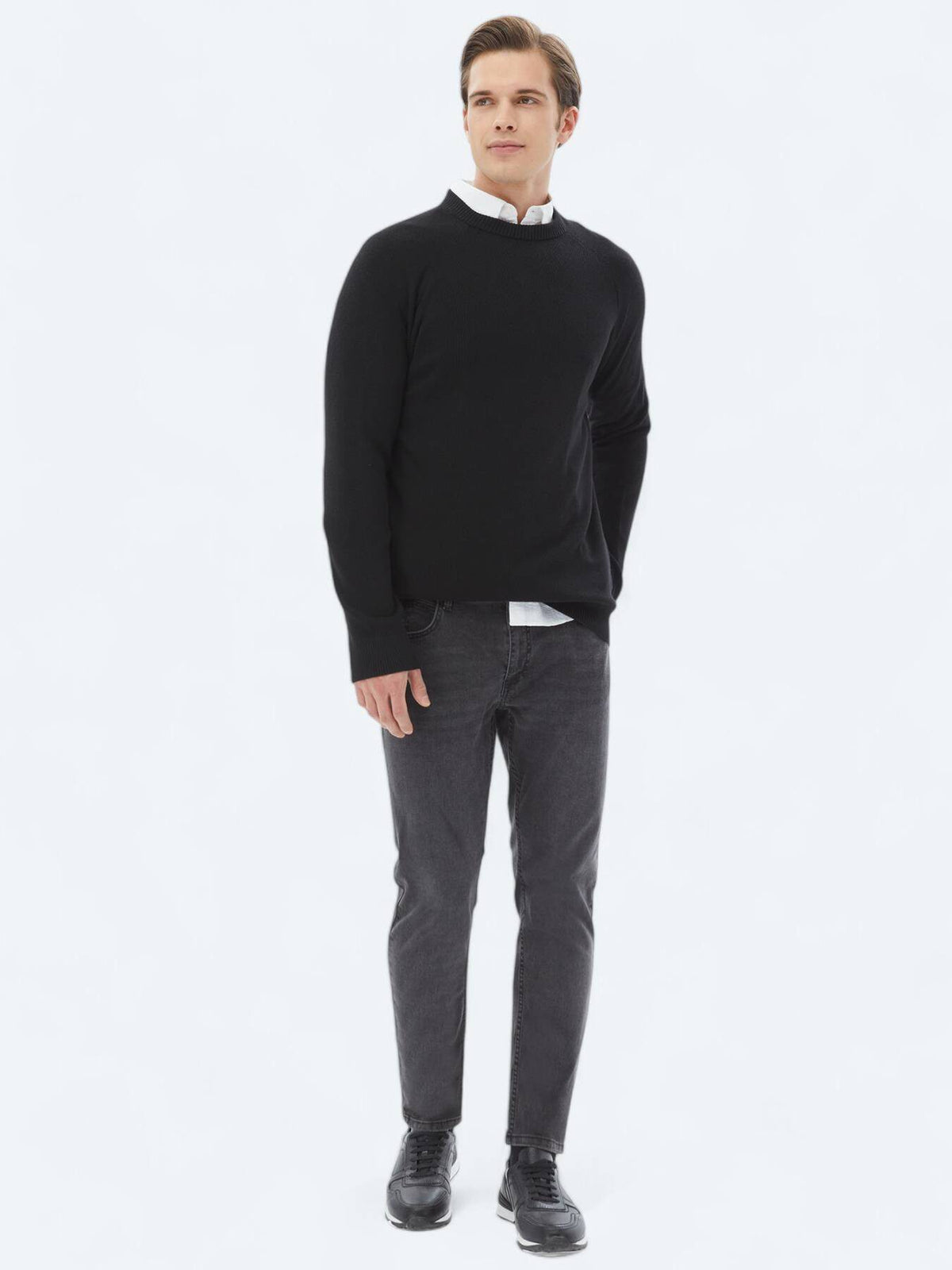 Dunkelgraue Super Slim Fit Denim-Hose