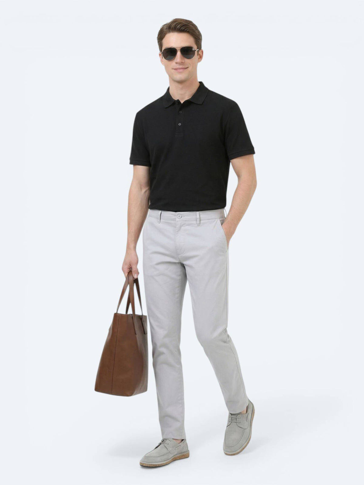 Lässige, gewebte Slim-Fit-Hose aus Baumwollmischung