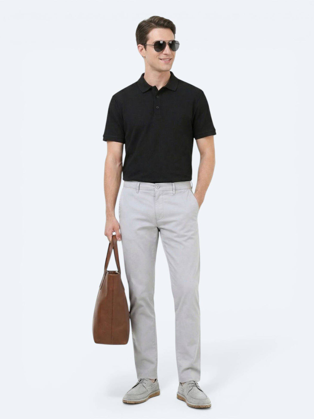 Lässige, gewebte Slim-Fit-Hose aus Baumwollmischung