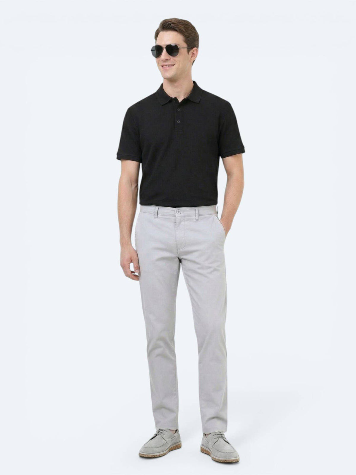 Lässige, gewebte Slim-Fit-Hose aus Baumwollmischung
