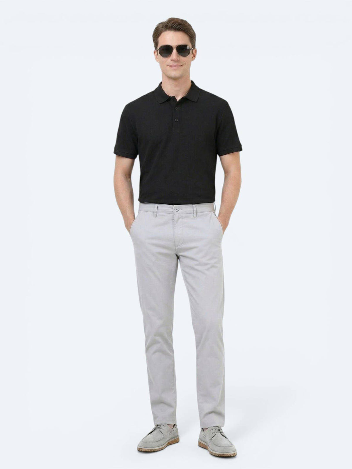 Lässige, gewebte Slim-Fit-Hose aus Baumwollmischung