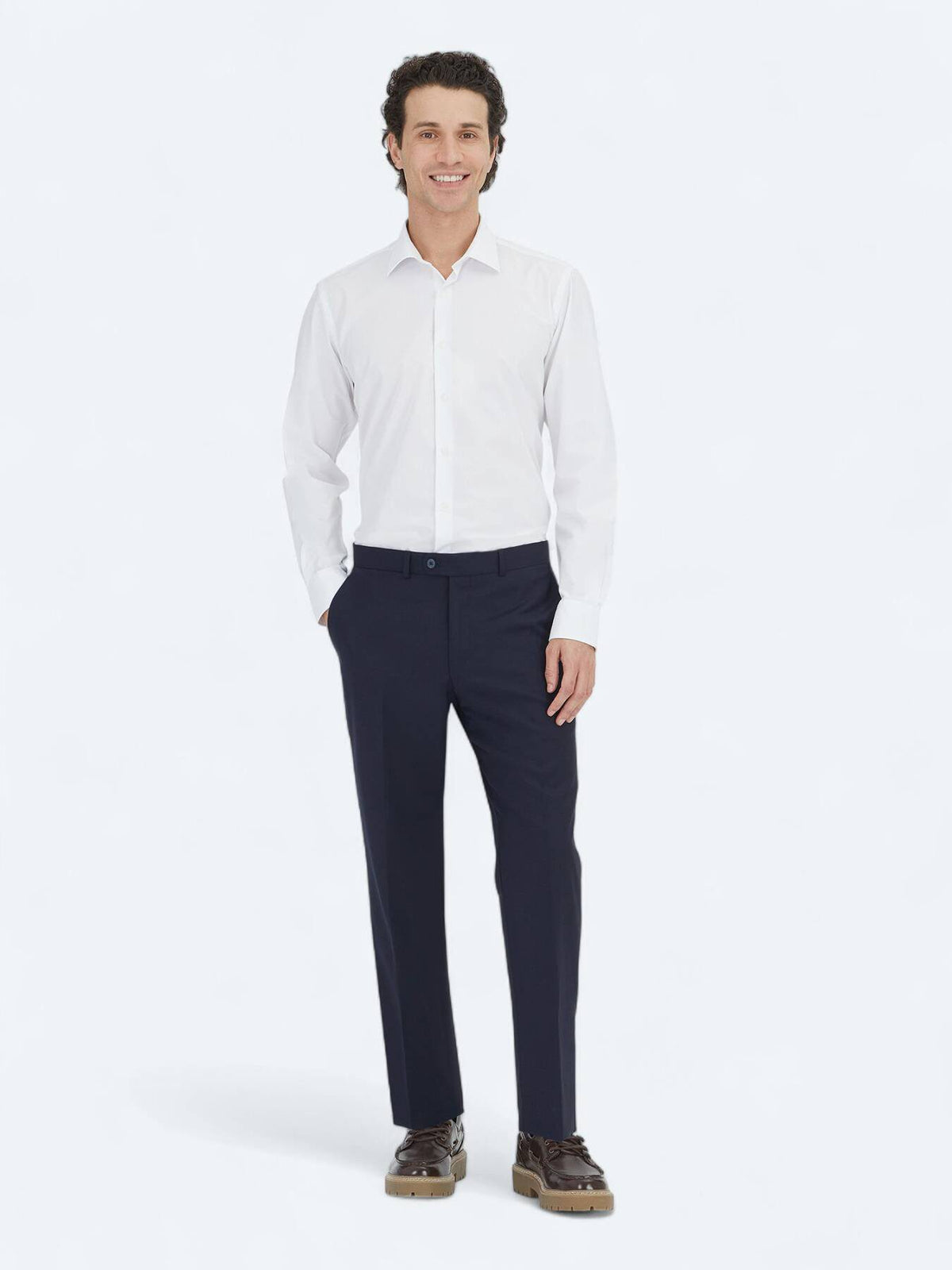 Marineblaue Webstoff-Hosen aus Wolle