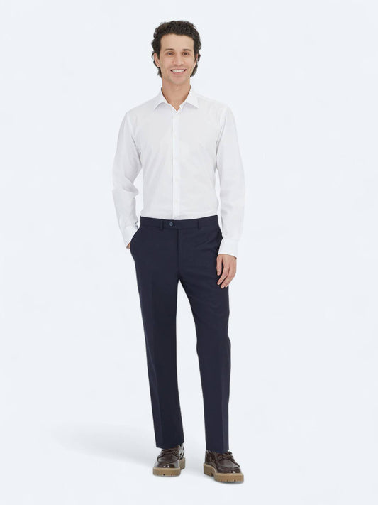 Marineblaue Webstoff-Hosen aus Wolle