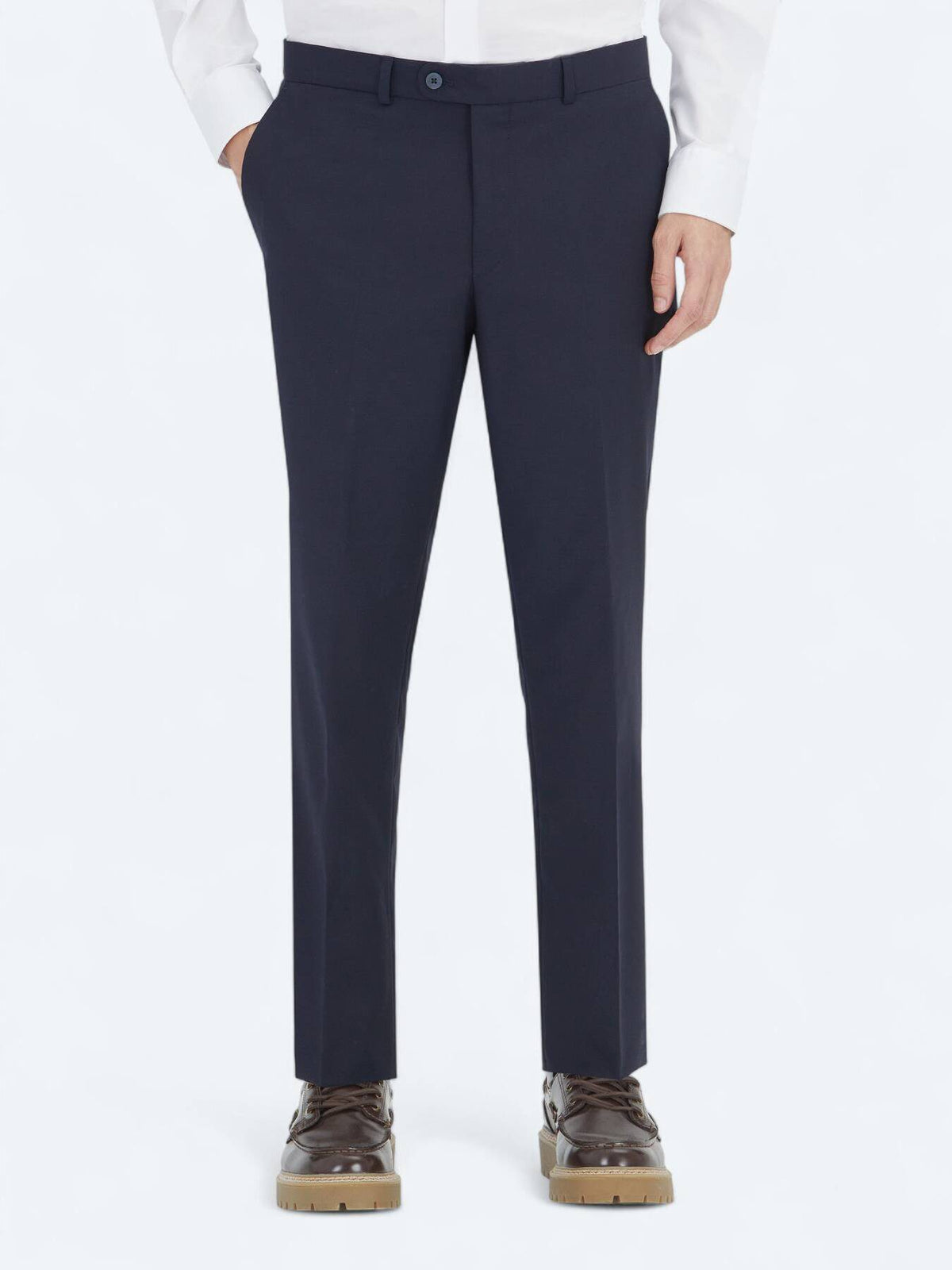 Marineblaue Webstoff-Hosen aus Wolle