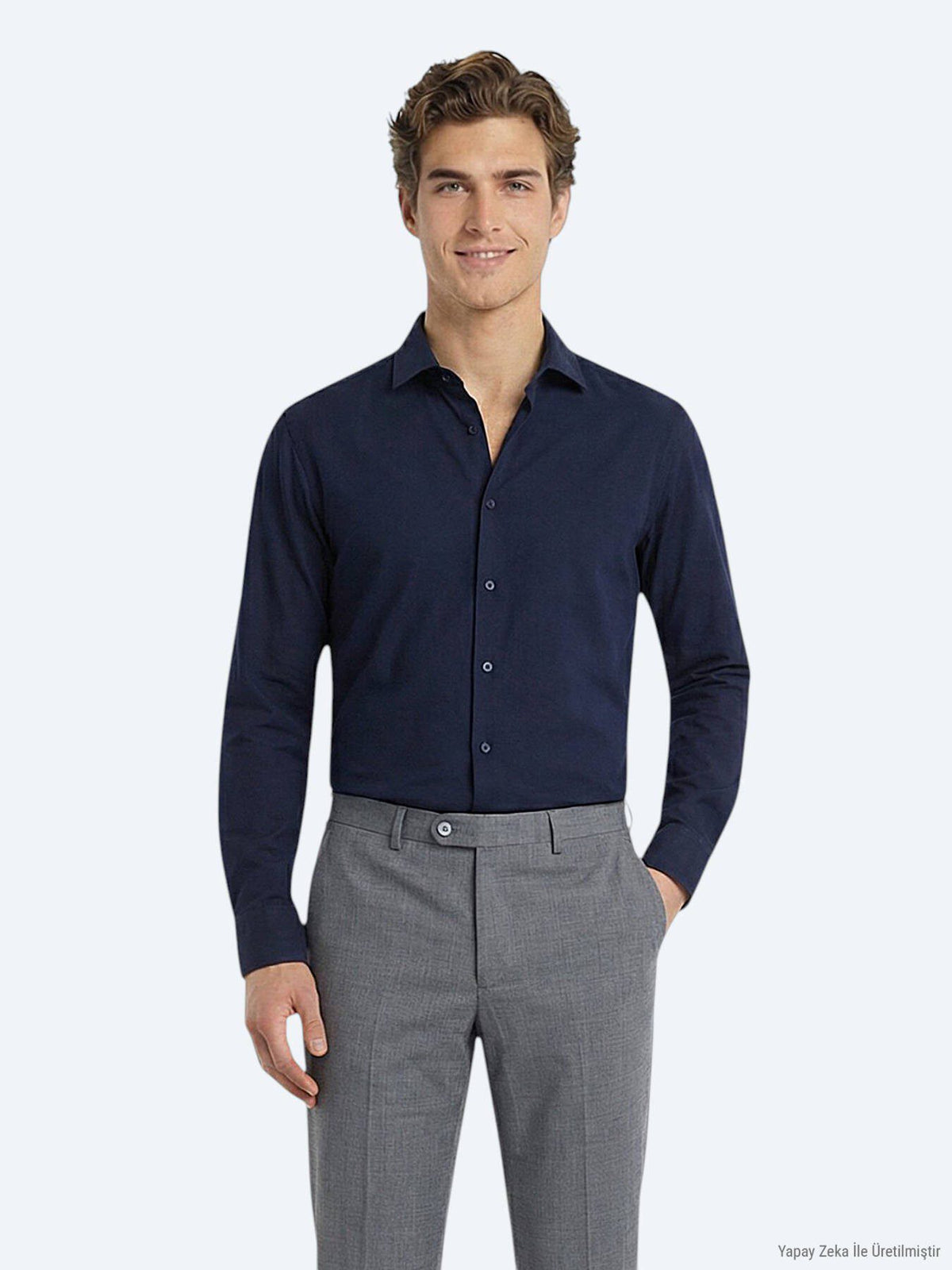 Marineblaues klassisches Baumwollhemd
