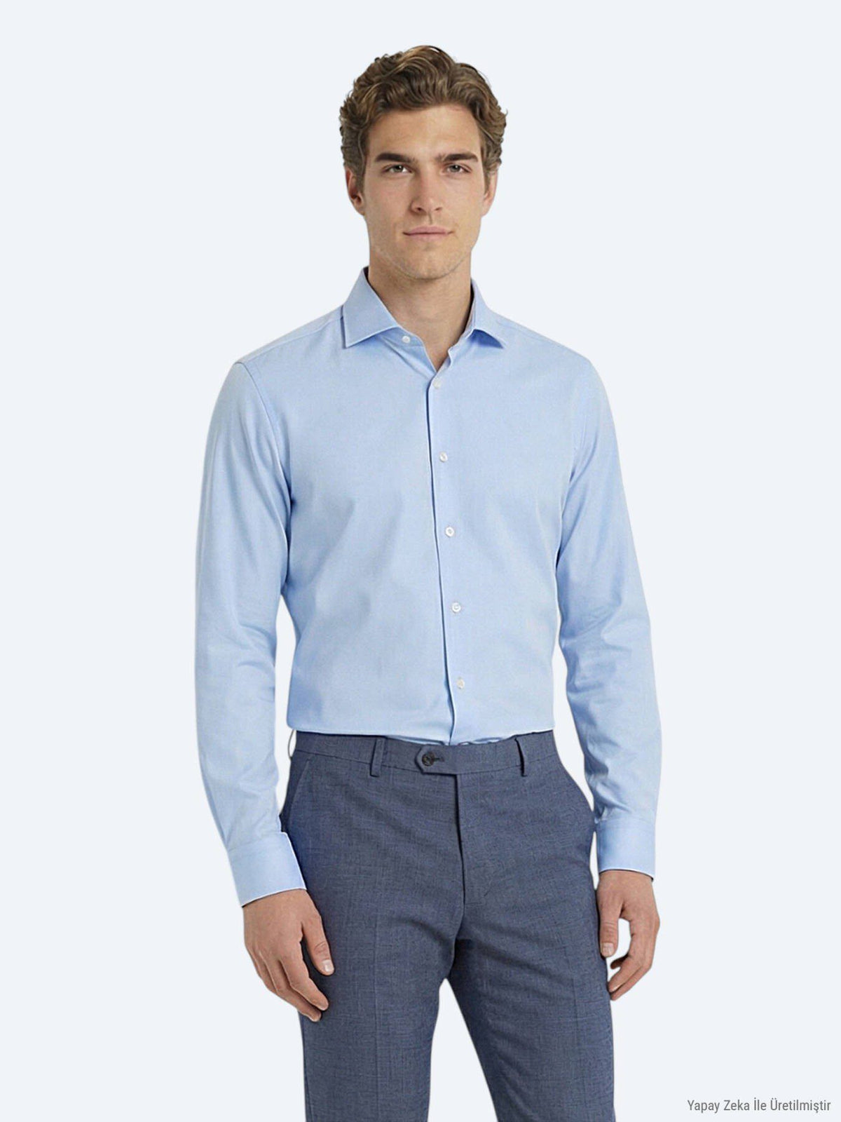 Blaues Klassisches Slim Fit Baumwollhemd