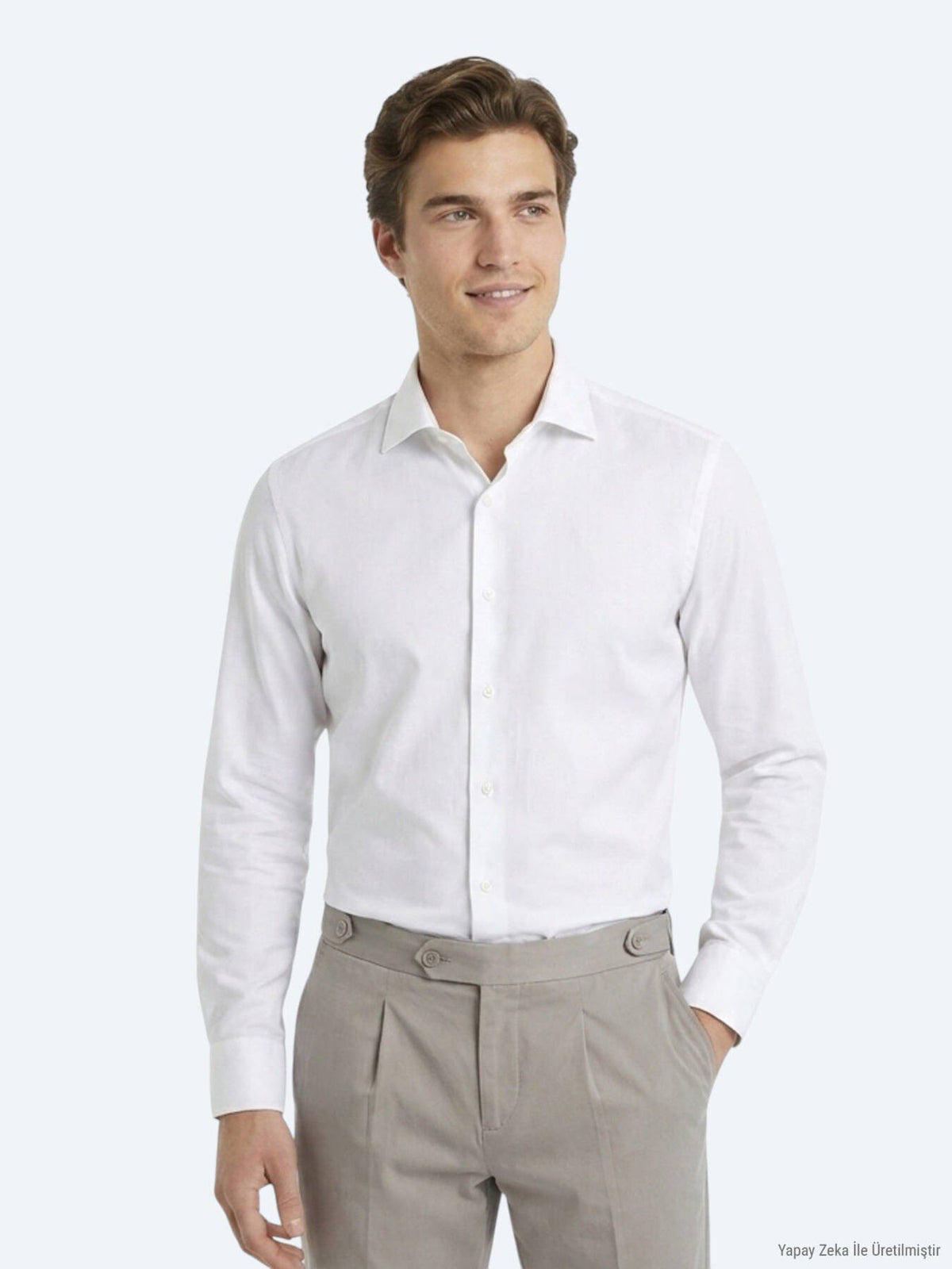 Weißes Klassisches Slim Fit Baumwollhemd