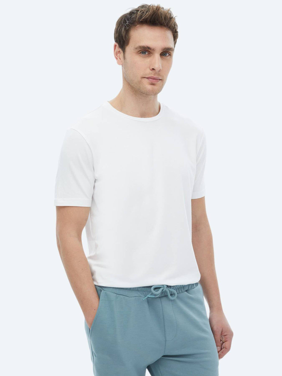 Weißes Rundhals T-Shirt aus Baumwolle