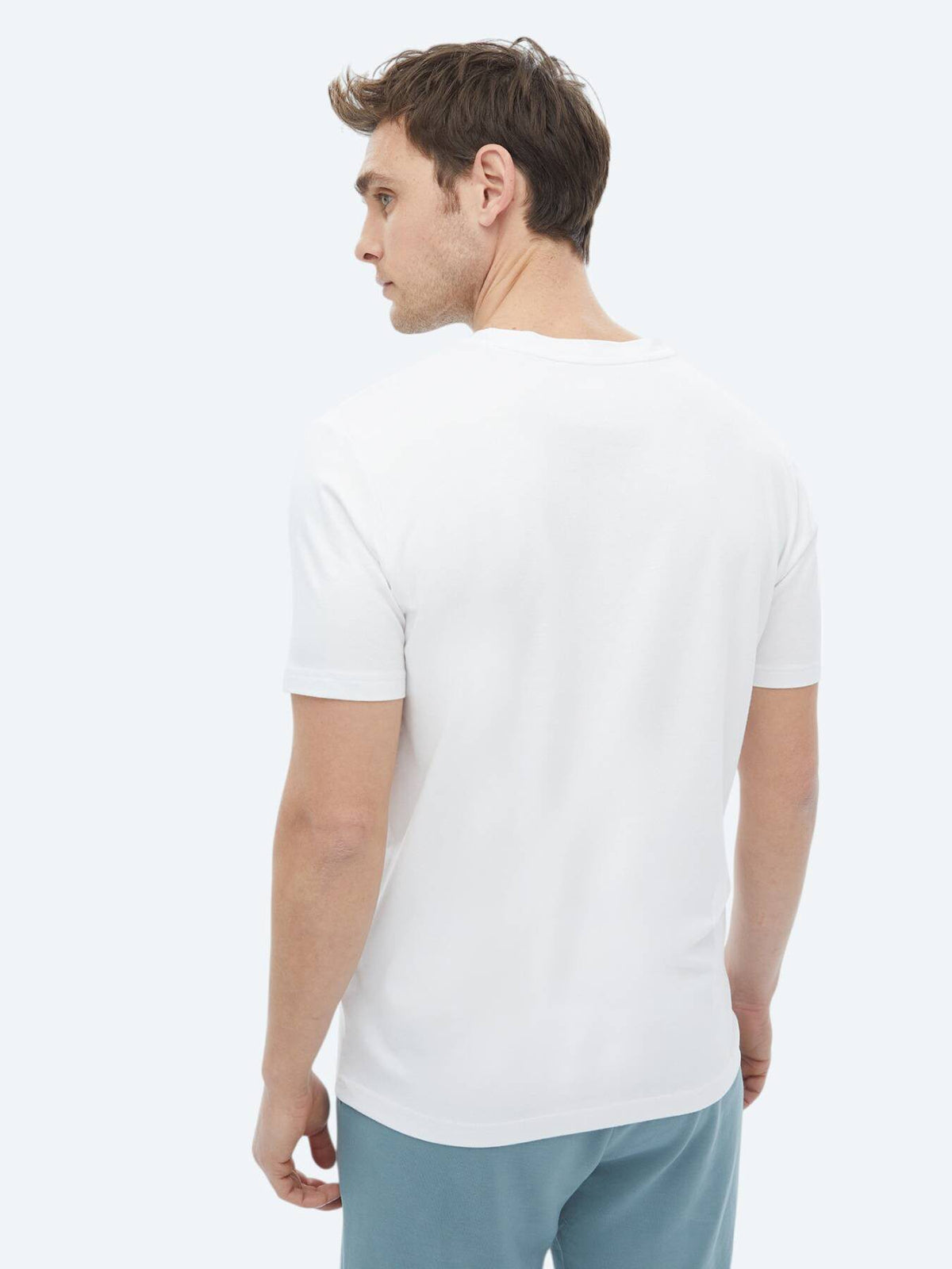 Weißes Rundhals T-Shirt aus Baumwolle