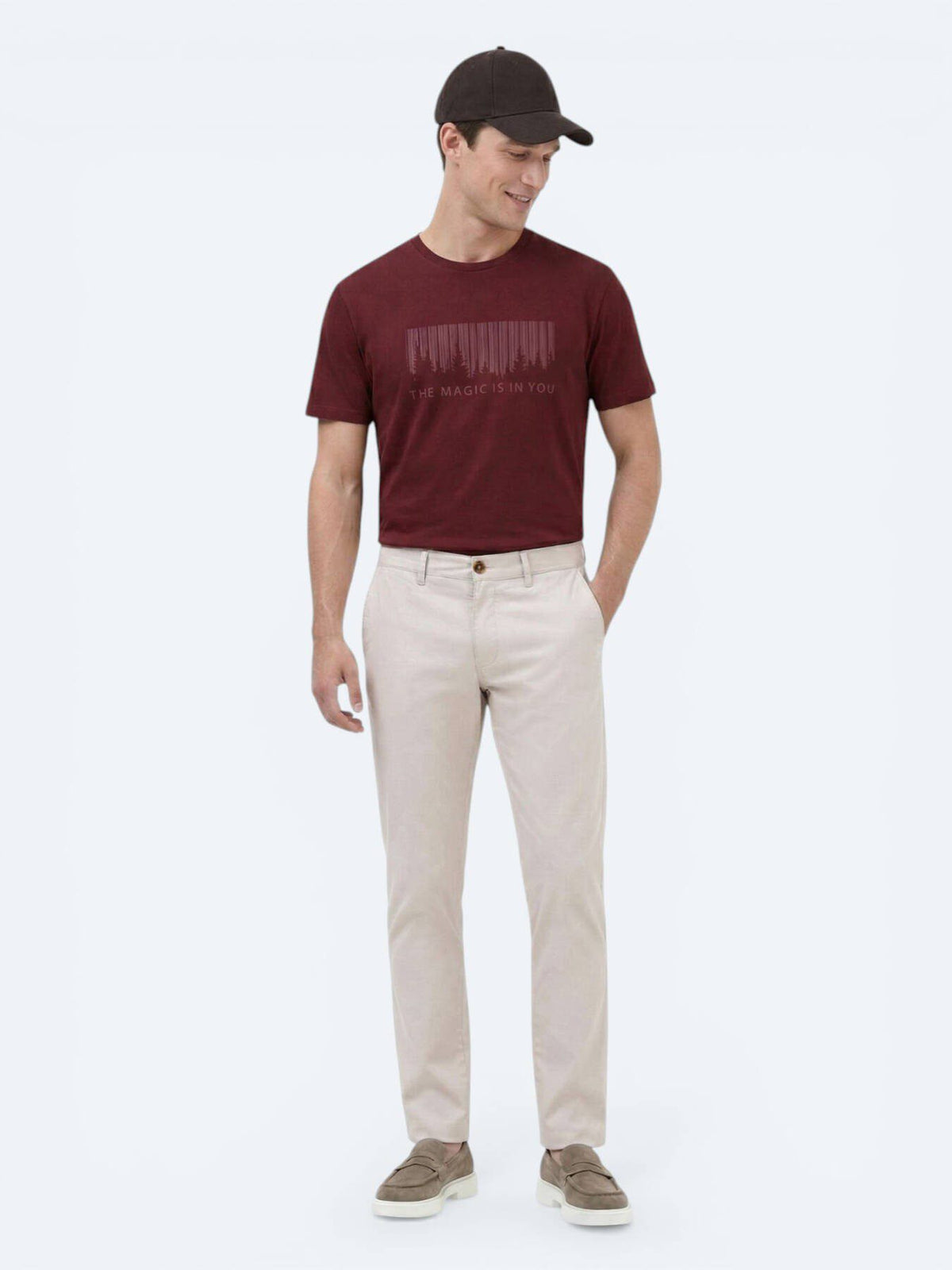 Lässige, gewebte Slim-Fit-Hose aus Baumwollmischung
