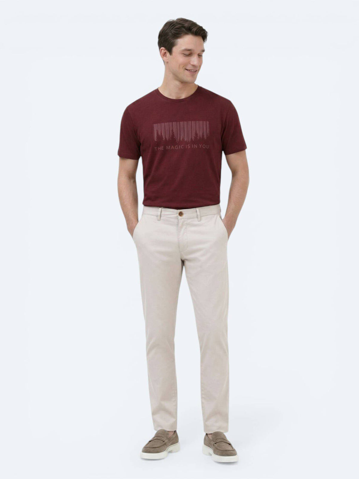 Lässige, gewebte Slim-Fit-Hose aus Baumwollmischung