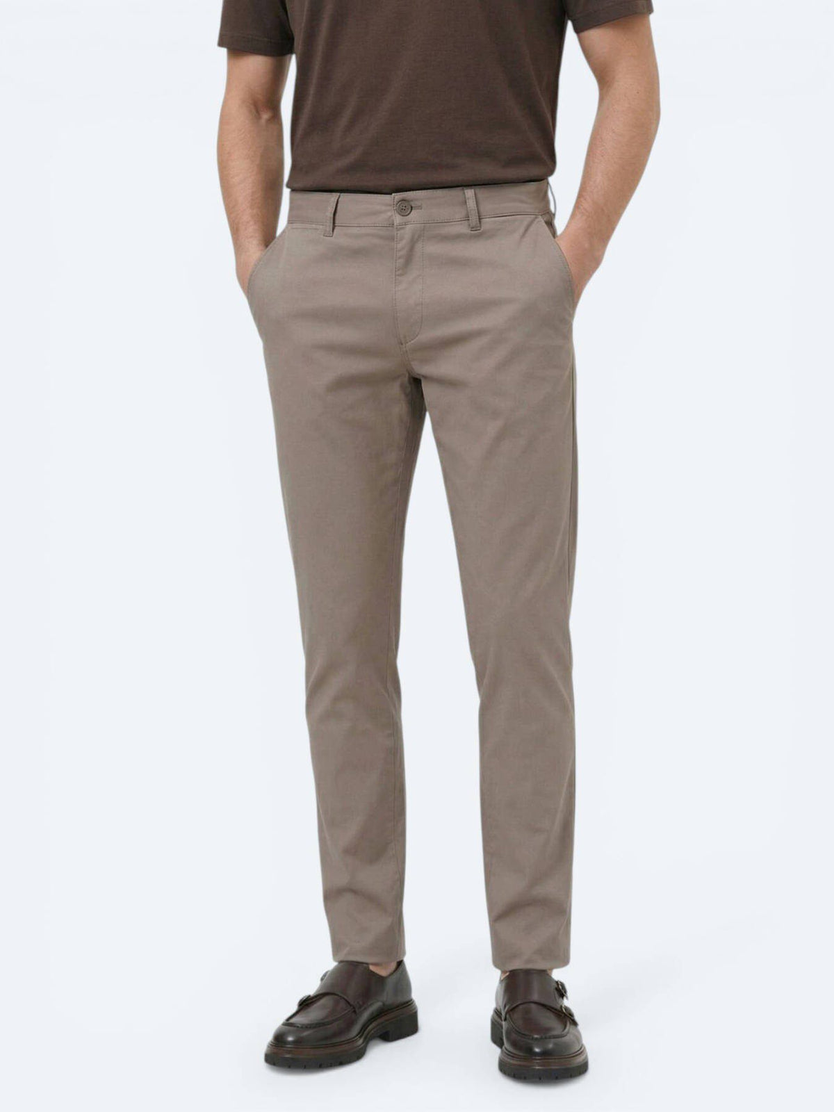Lässige, gewebte Slim-Fit-Hose aus Baumwollmischung