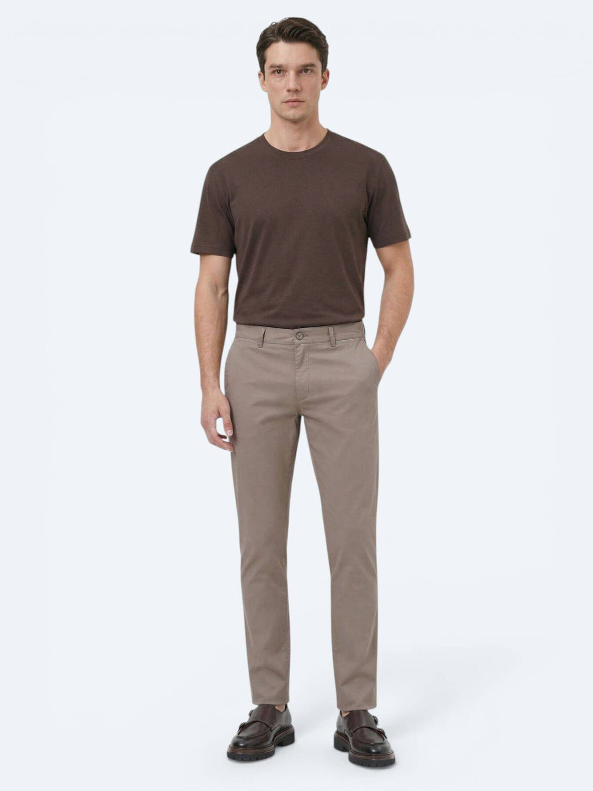 Lässige, gewebte Slim-Fit-Hose aus Baumwollmischung