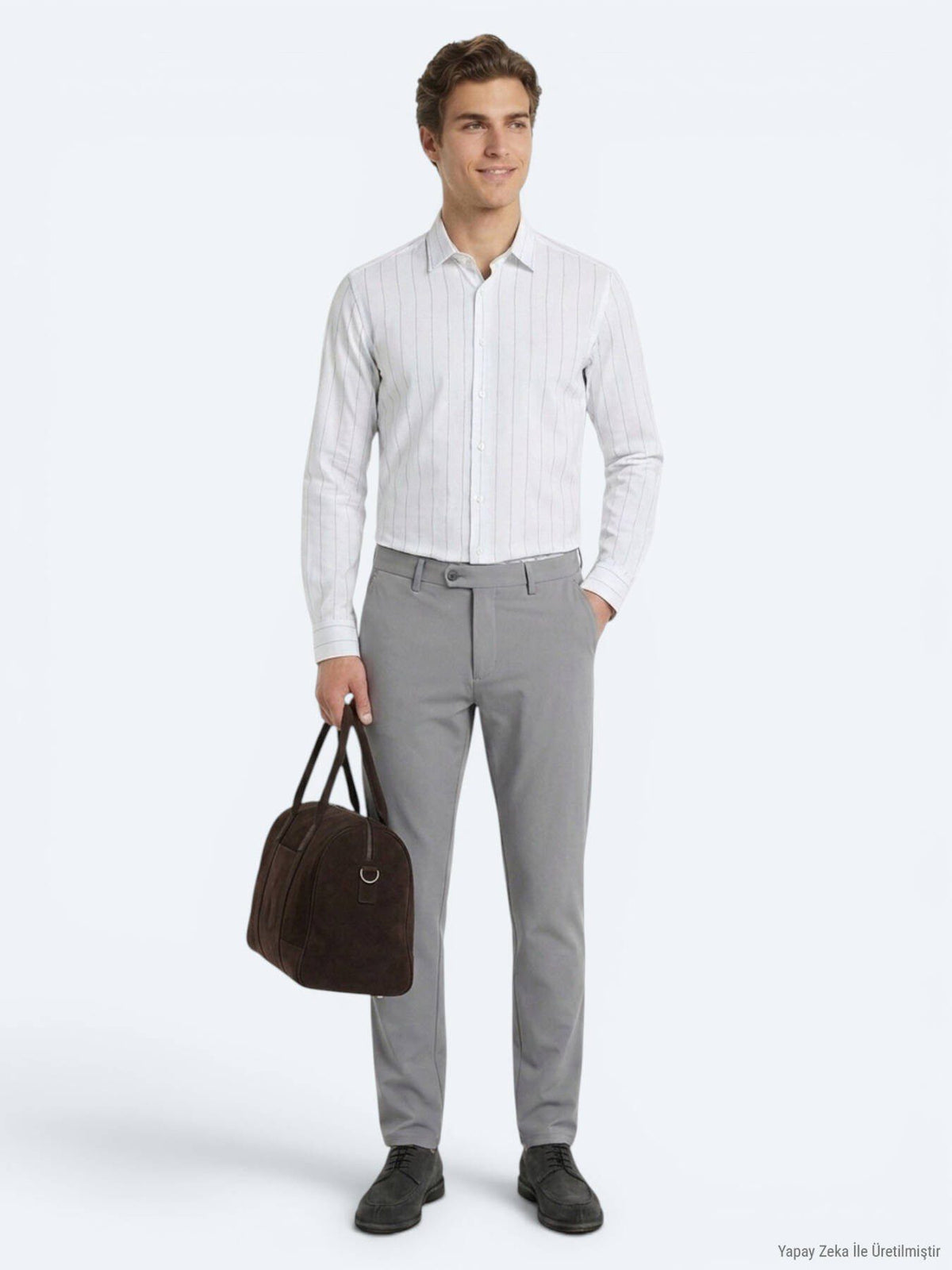 Grau Gewebte Weiche Casual-Hose