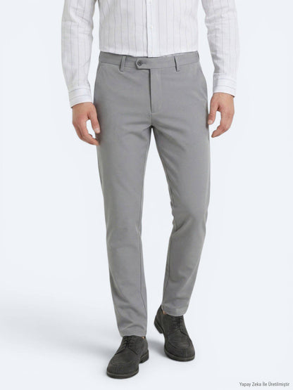 Grau Gewebte Weiche Casual-Hose