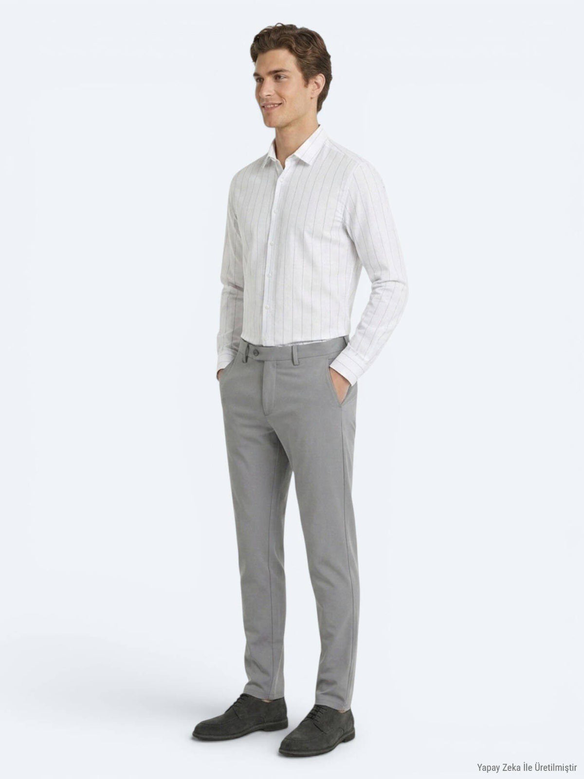 Grau Gewebte Weiche Casual-Hose