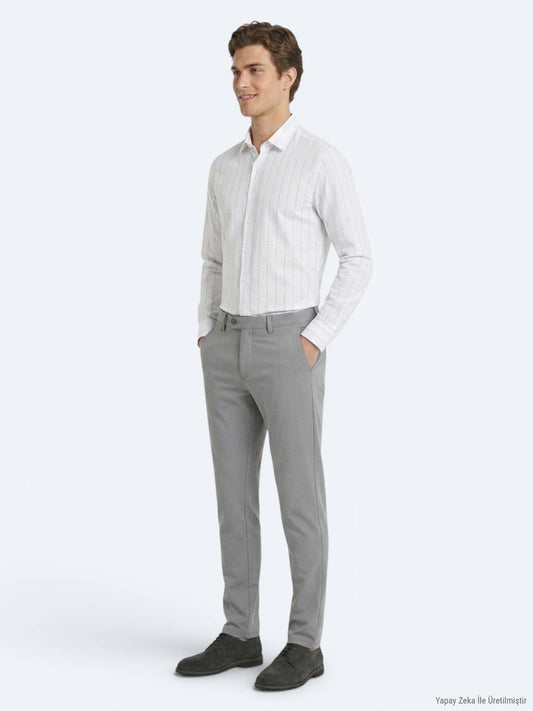 Grau Gewebte Weiche Casual-Hose