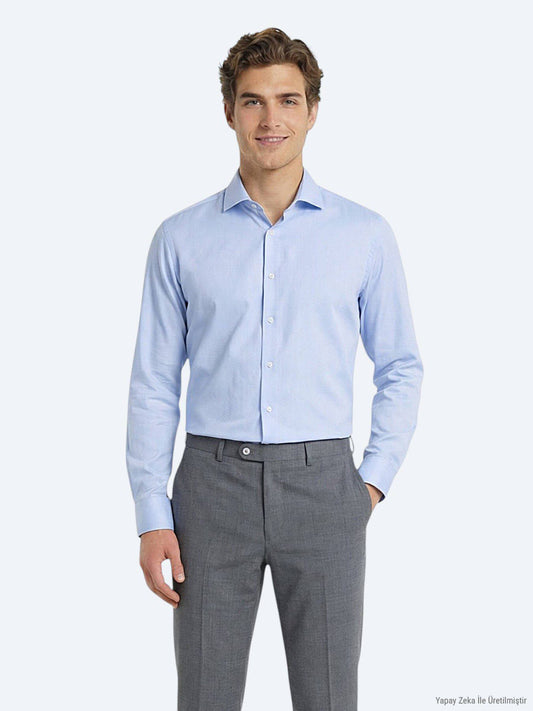 Blaues Klassisches Baumwollhemd Regular Fit