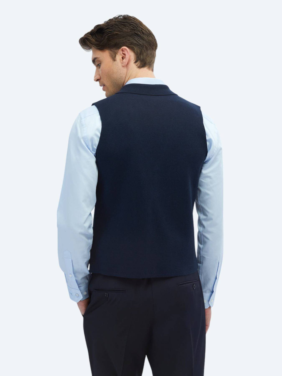Marineblaues Regular Fit Strickweste