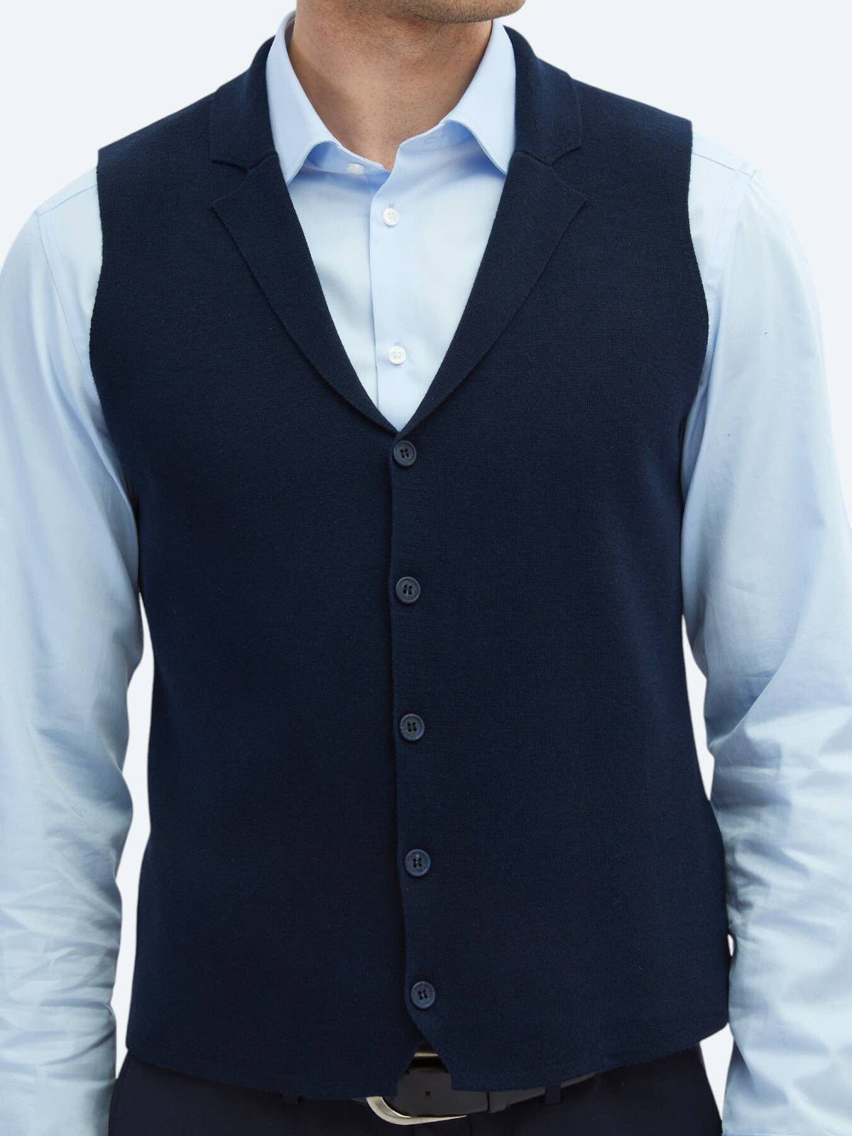 Marineblaues Regular Fit Strickweste