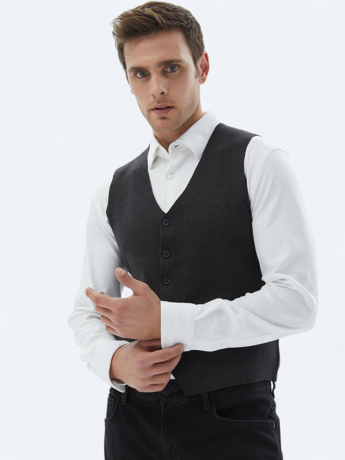 Hartkohle Regular Fit Freizeitstrickweste