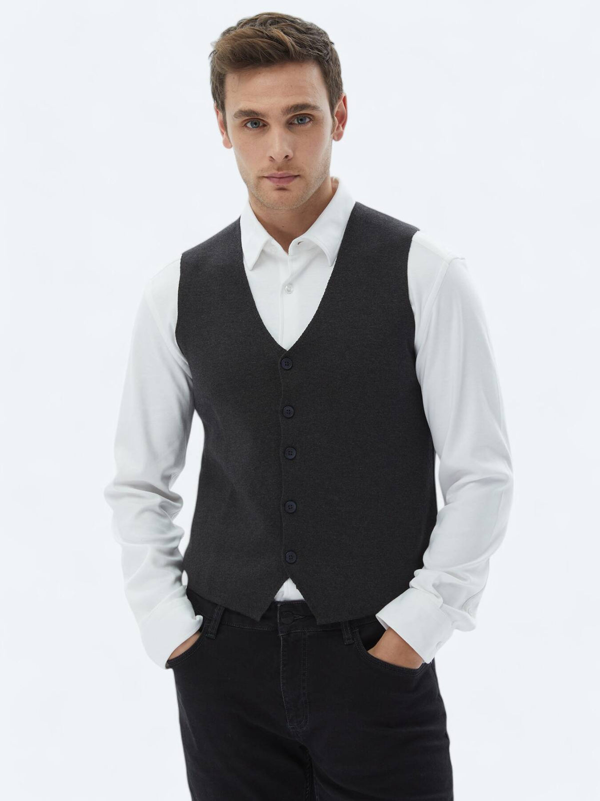 Hartkohle Regular Fit Freizeitstrickweste