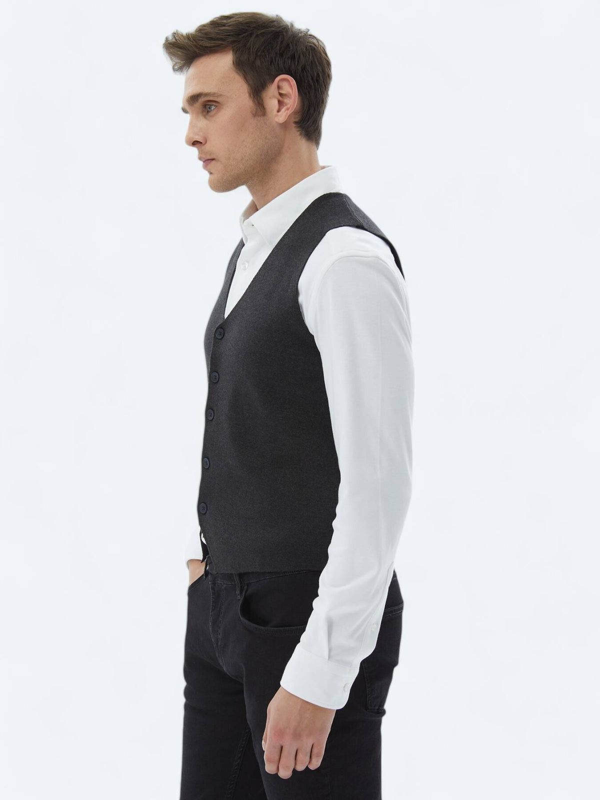 Hartkohle Regular Fit Freizeitstrickweste