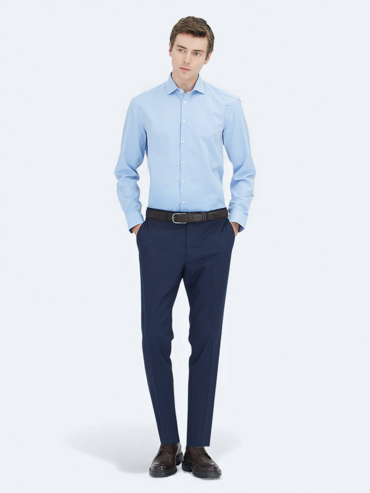 Blaues Klassisches Baumwollhemd Regular Fit