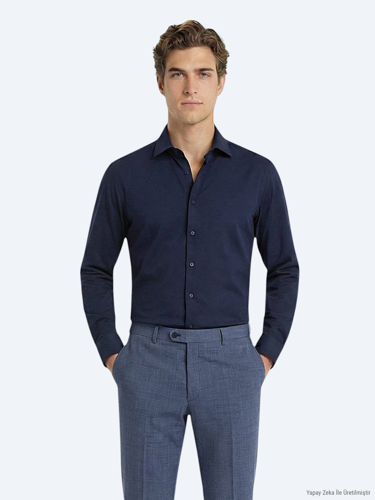 Marineblaues klassisches Baumwollhemd