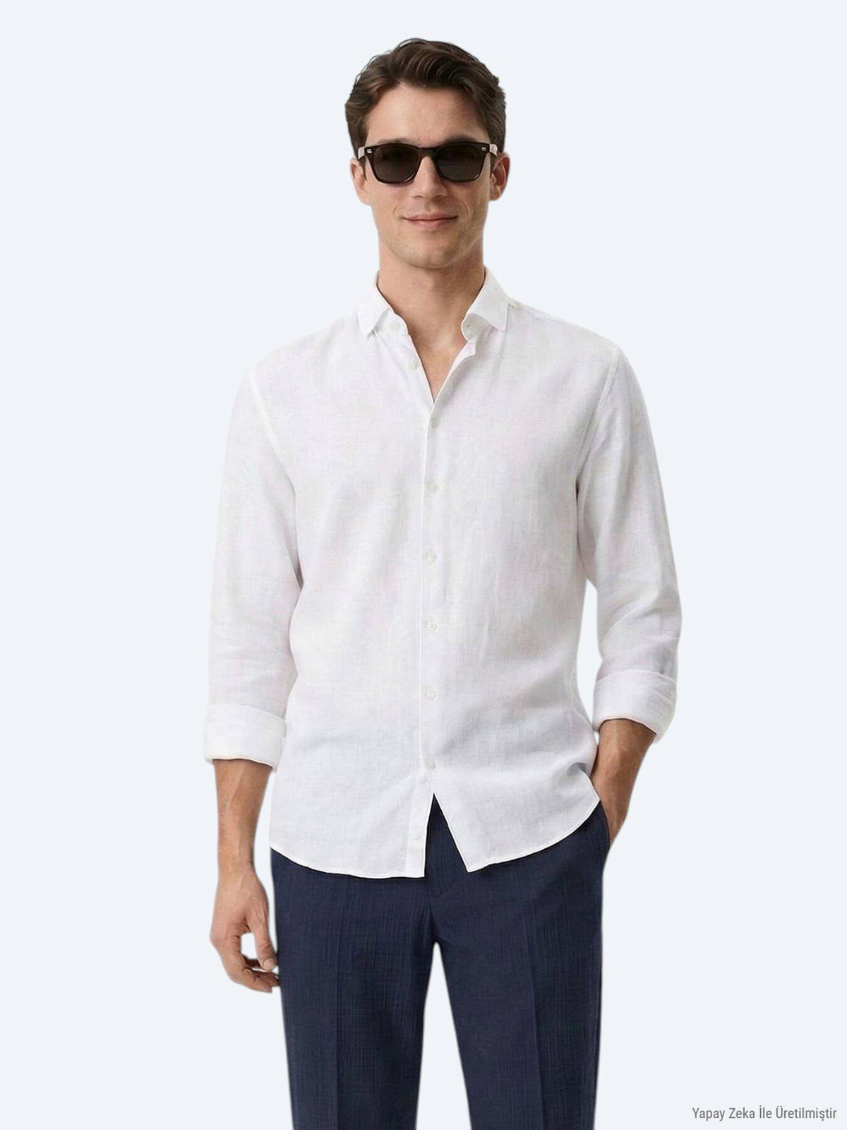 Weißes Casual Baumwollhemd Regular Fit