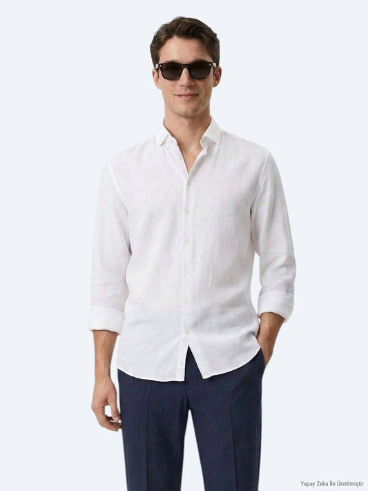 Weißes Casual Baumwollhemd Regular Fit