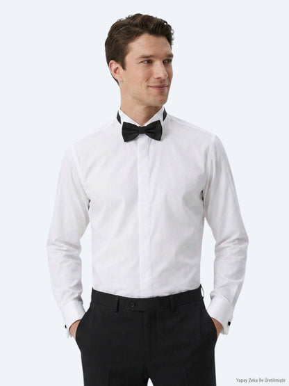 Weiße schlichte Slim Fit Smokinghemden