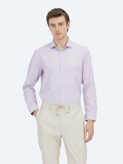 Lila Klassisches Baumwollhemd Regular Fit