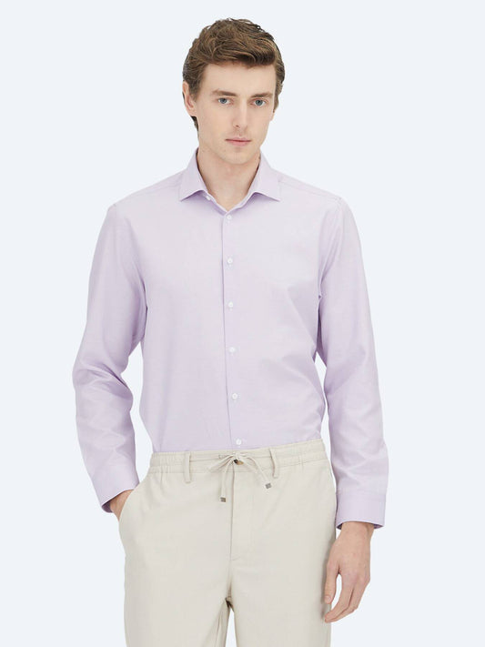 Lila Klassisches Baumwollhemd Regular Fit