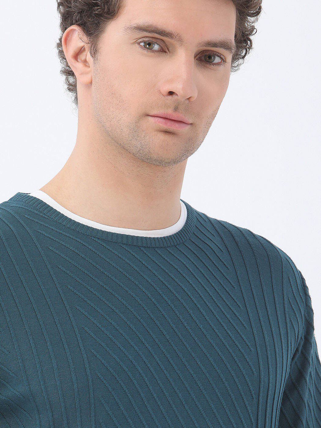 Jacquard-Strickpullover mit Rundhalsausschnitt