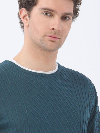 Jacquard-Strickpullover mit Rundhalsausschnitt