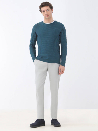 Jacquard-Strickpullover mit Rundhalsausschnitt