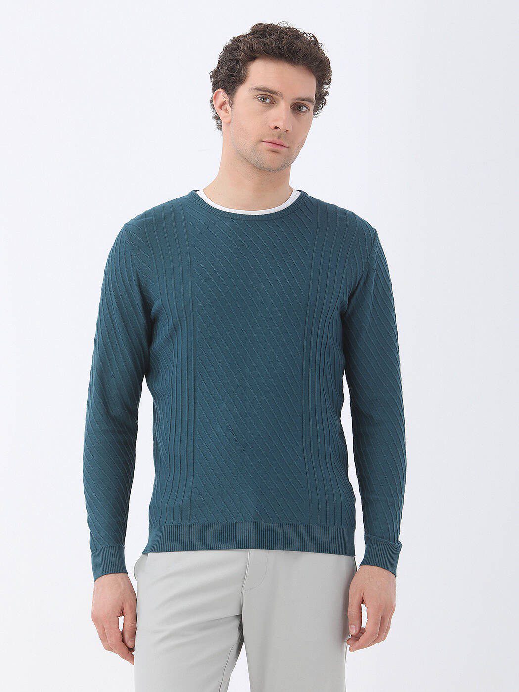Jacquard-Strickpullover mit Rundhalsausschnitt