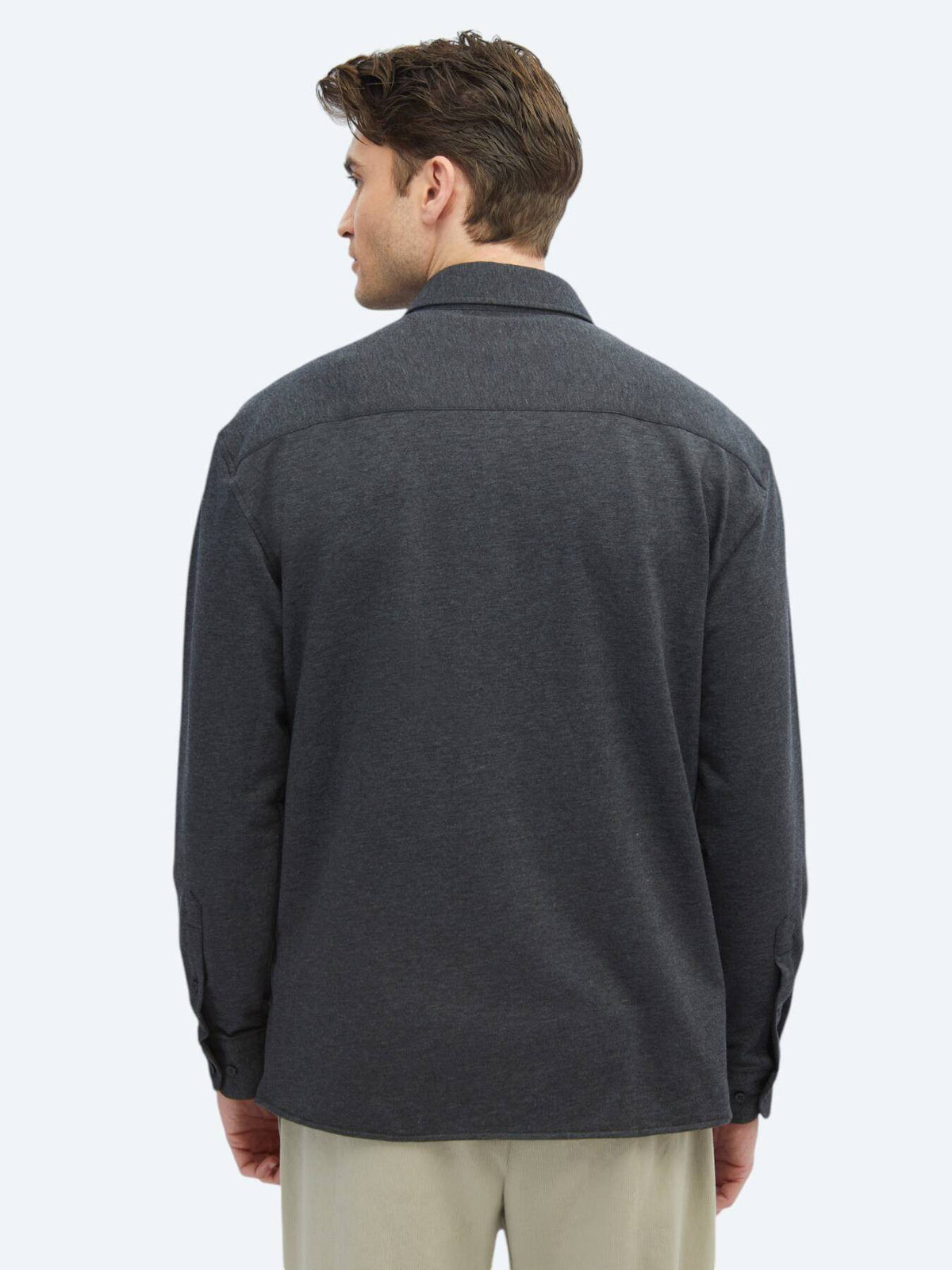 Kohlefarbiges Oversize Strickshirt aus Baumwolle