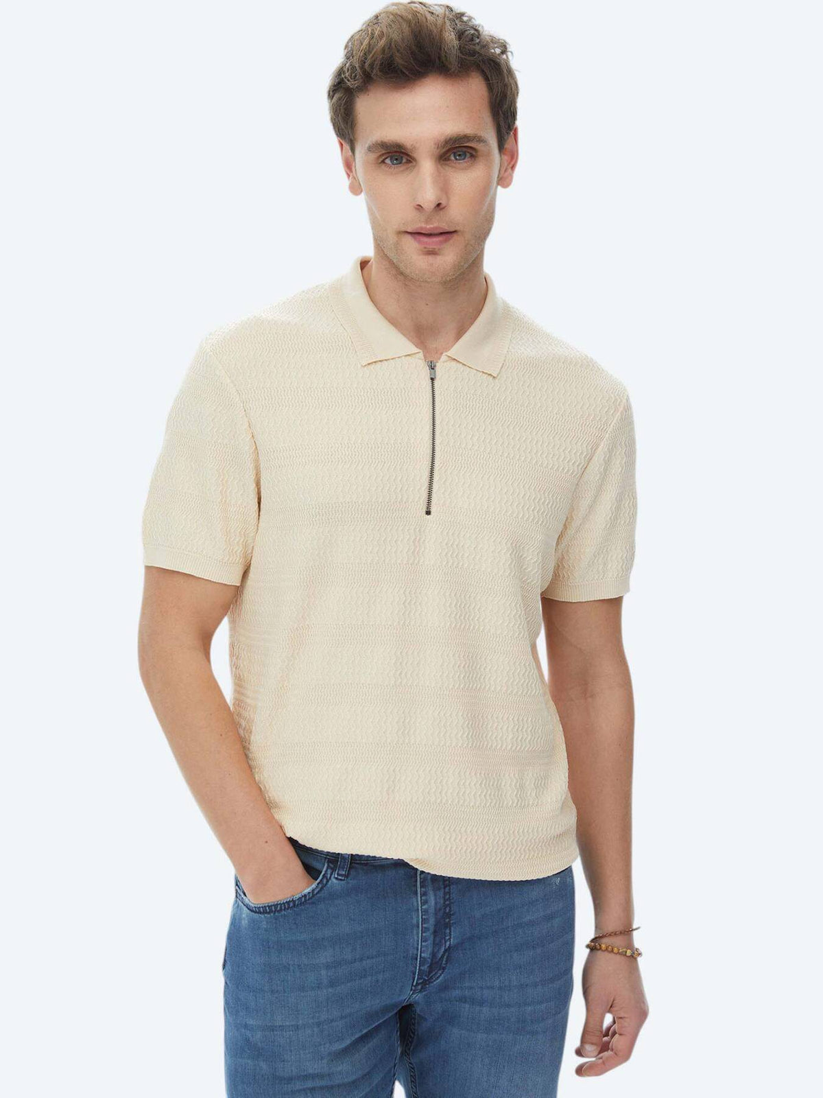 Jacquard-Strickpullover mit Rollkragen
