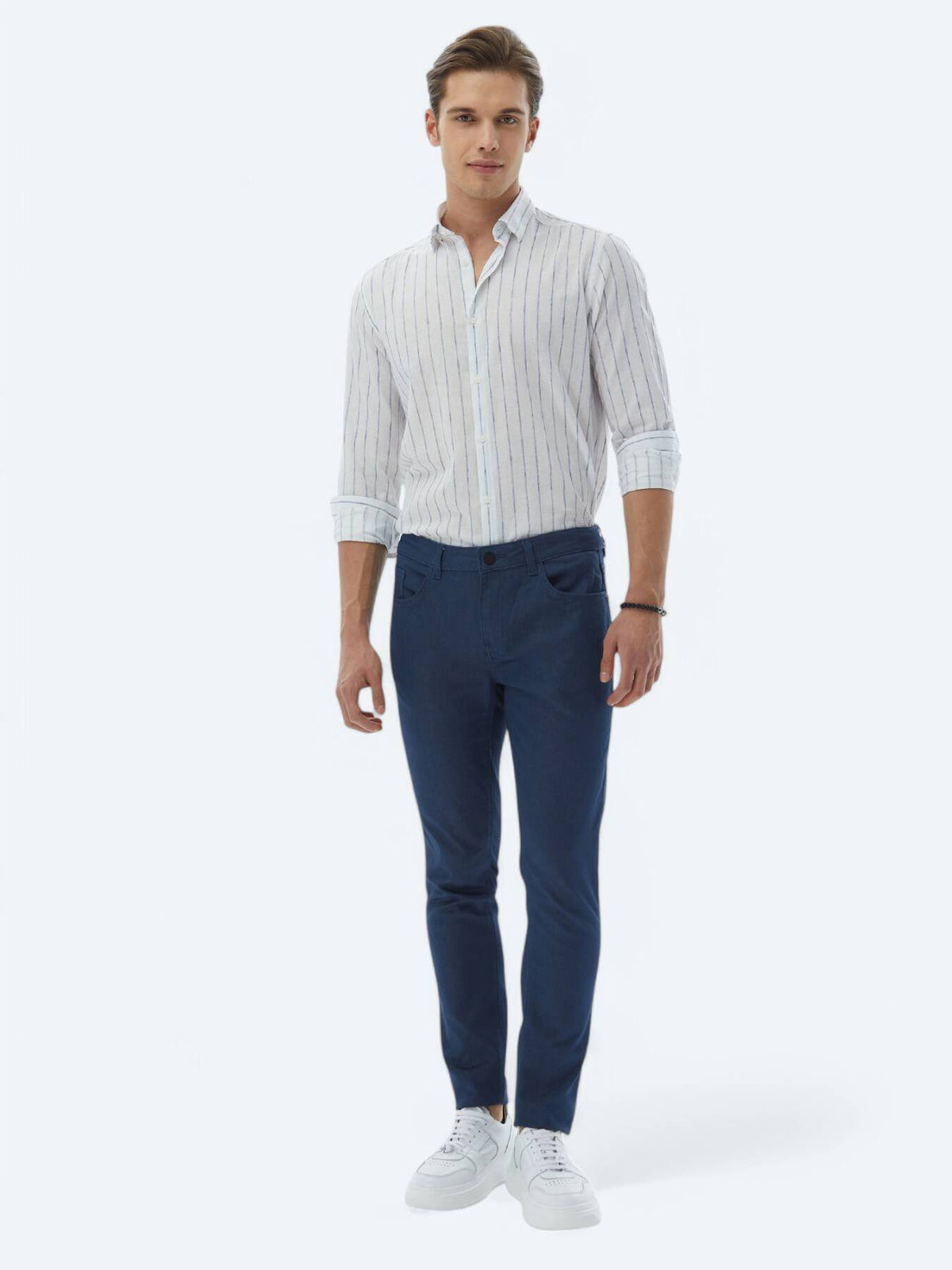 Lässige, gewebte Slim-Fit-Hose aus Baumwollmischung