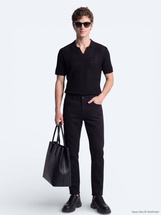 Slim-Fit-Hose aus Denim-Baumwollmischung