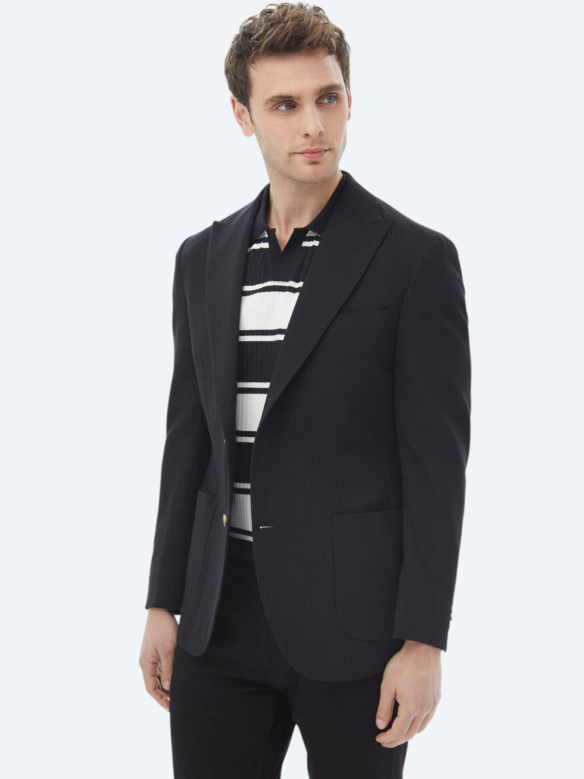 Gestreifte Jacke aus Baumwollmischung in moderner Passform