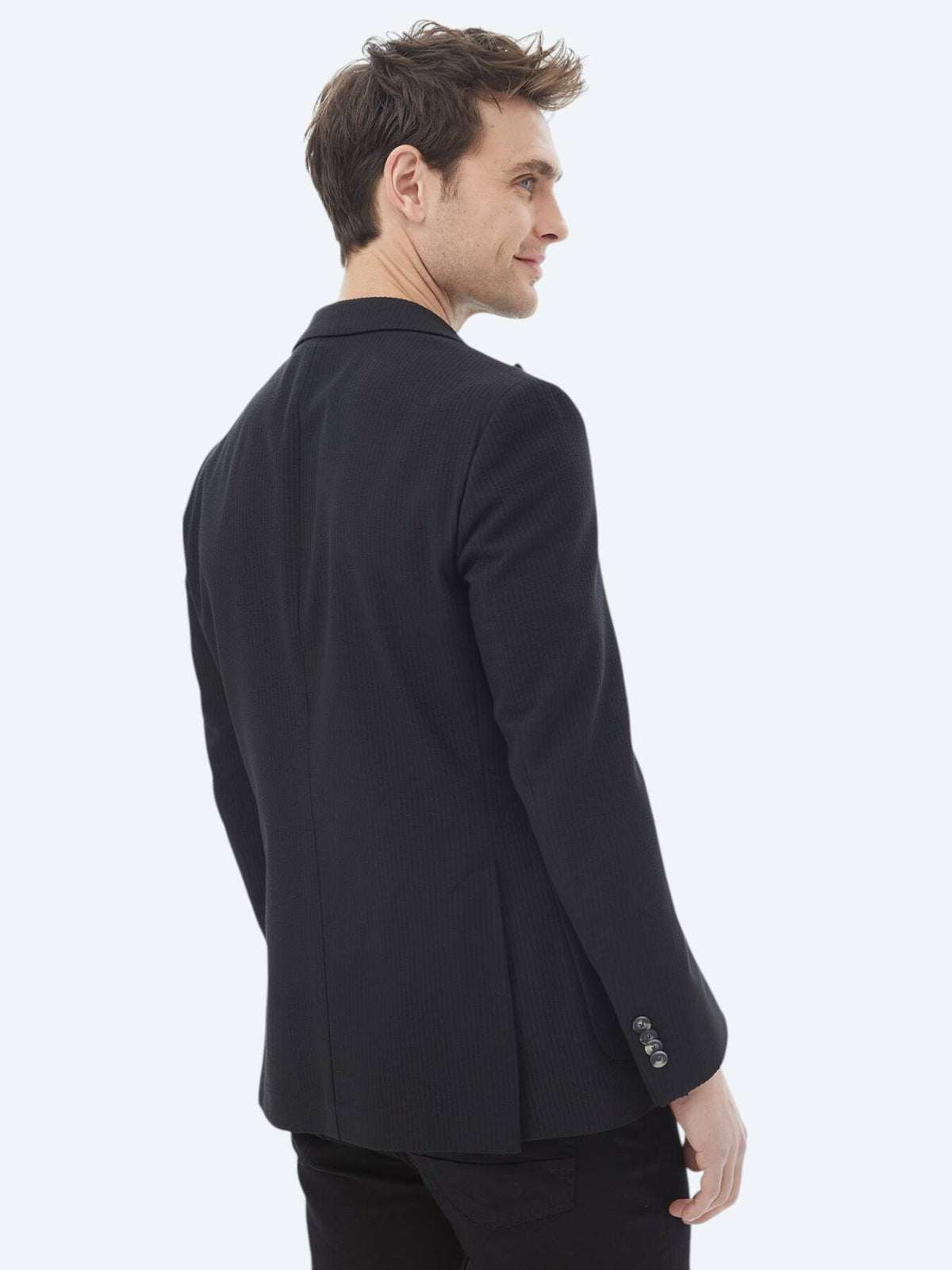 Gestreifte Jacke aus Baumwollmischung in moderner Passform