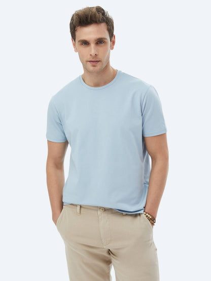 Schlichtes T-Shirt aus Baumwollmischung mit Rundhalsausschnitt