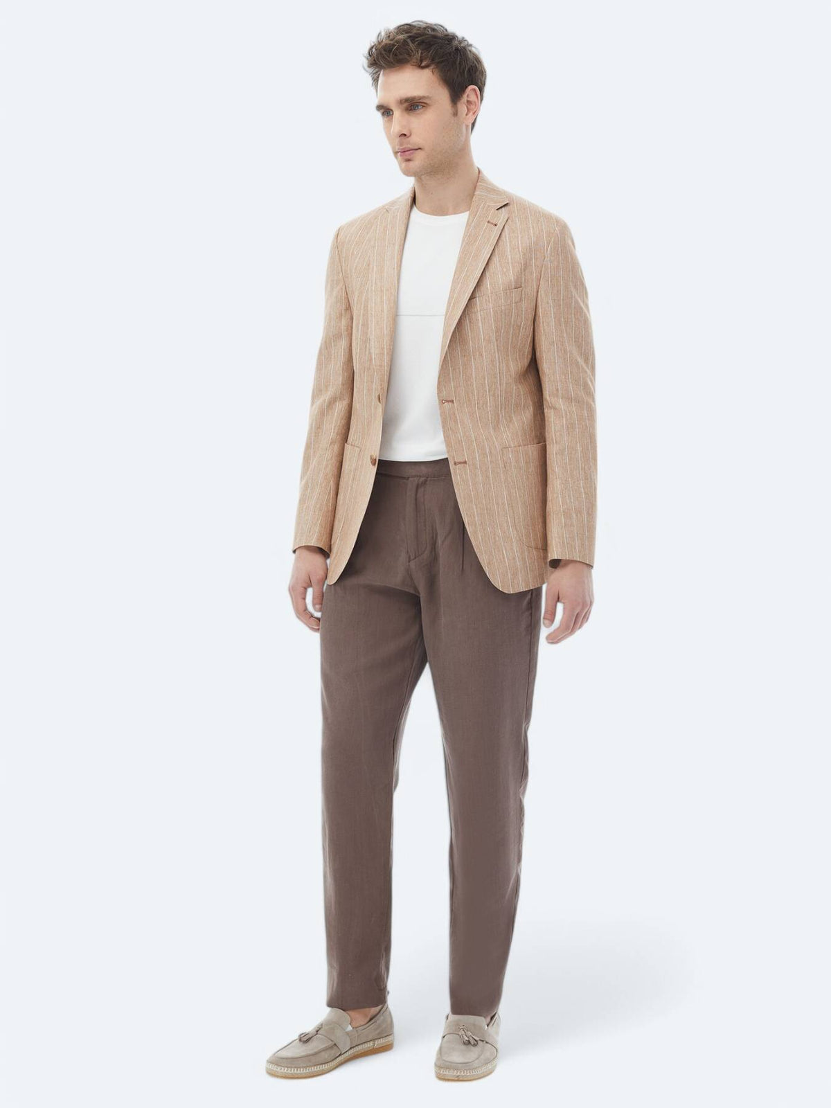 Gestreifte Jacke aus Baumwollmischung in moderner Passform