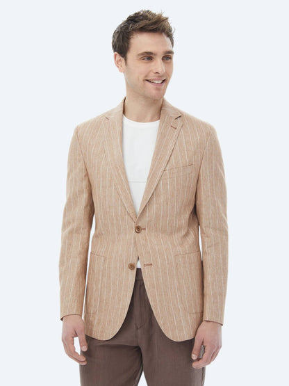 Gestreifte Jacke aus Baumwollmischung in moderner Passform