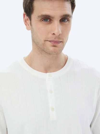 Jacquard-Strickpullover mit Kragen